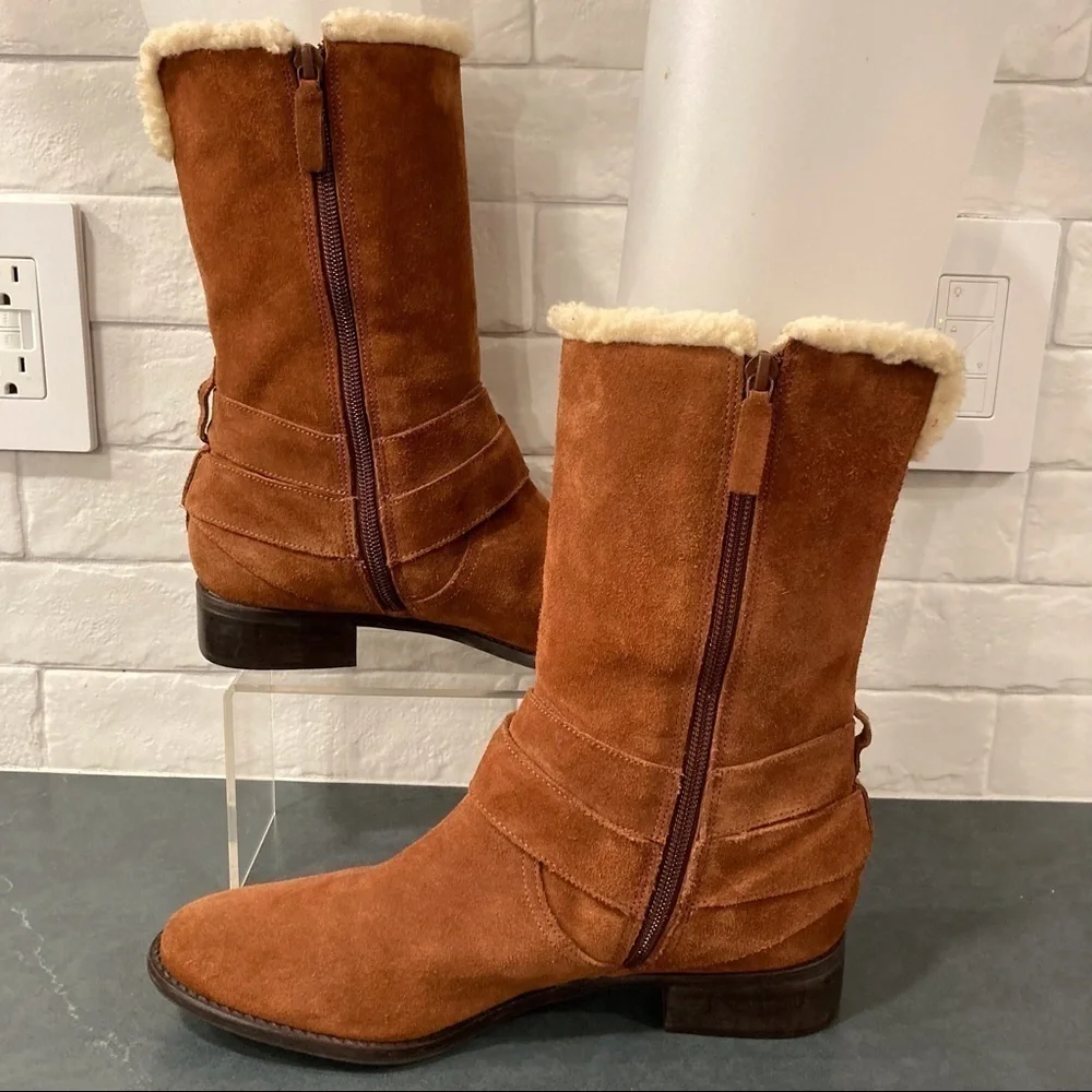 Talbots 8 chestnut suede wool lined boots